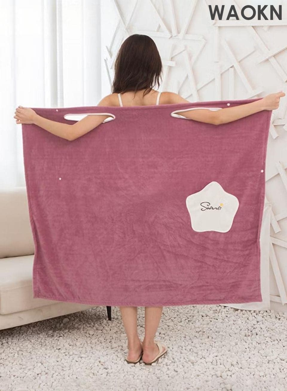 Off Shoulder Wearable Bath Towel , Wrap Women and men Oversized Water Absorbent , suitable for Beach Spa Gym Bathrobes Slip Dress Bathroom Towel , Bathing Shower Cover Up Tube Dress , 135*100CM , unisex ,purple .