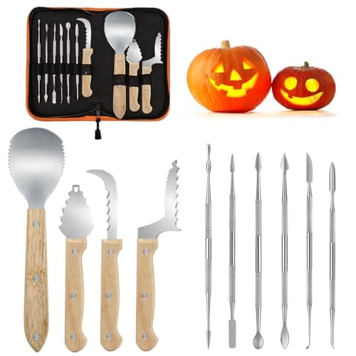 Antner Professional Pumpkin Carving Kit 10 PCS Premium Stainless Steel Pumpkin Carving Tools for Easily Carve Sculpt Halloween Jack-O-Lanterns Decorations