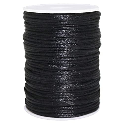 FQTANJU 2mm x 100 Yards Premium Quality Rattail Nylon Satin Cord Roll, Kumihimo Rattail,Chinese Knot, (Black)