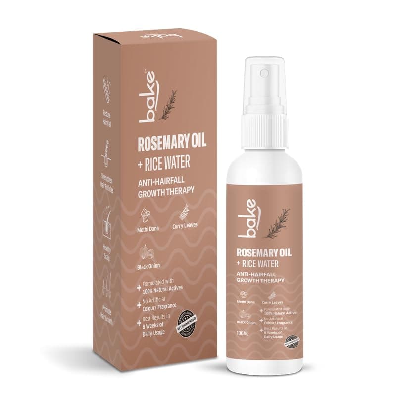 BAKE Rosemary Oil Hair Growth Serum Spray with Rice Water Methi Dana For Hair Fall Hair Regrowth Keratin Treated Strengthen Hair Follicles For Women Men 100ml Rosemary Spray 100ml