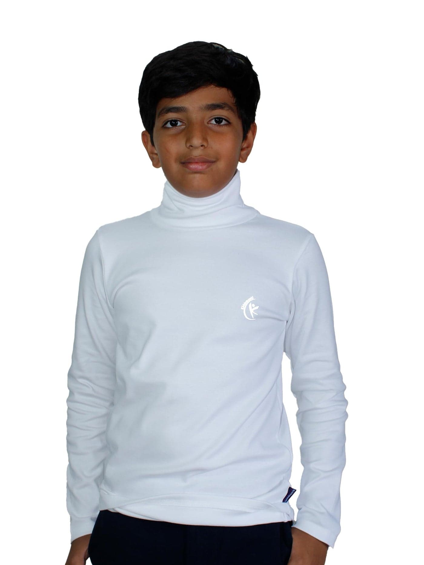 KiddoPanti Boys & Girls High Neck Full Sleeve T-Shirt for Boys and Girls | 100% Cotton 2X2 Rib | Soft & Stretchy | Comfortable Fit | Solid Color Turtle Neck Tee, White - 3-4Y