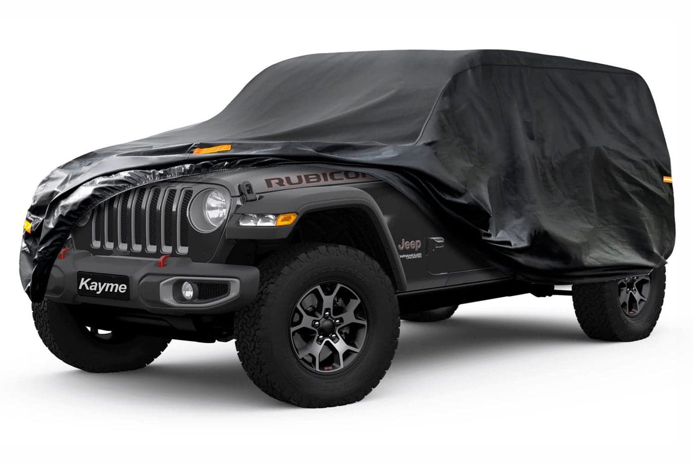 Kayme 7 Layers Car Cover Custom Fit for Jeep Wrangler 4 DrUnlimited 4 Door JK JL Waterproof All Weather for Automobiles Outdoor Full Cover Rain Sun UV ProtectionBlack
