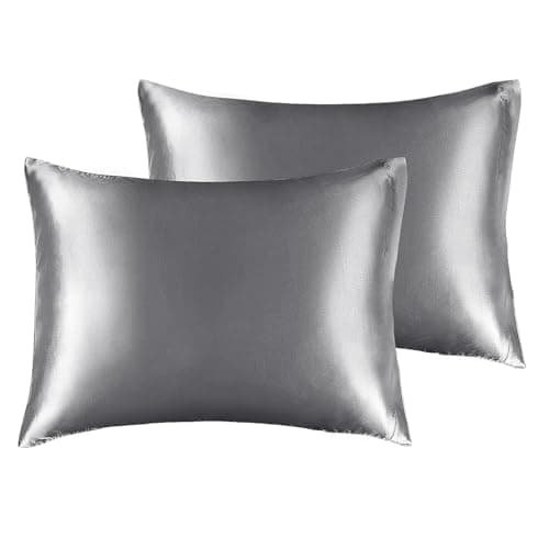 BEDELITE Satin Pillowcase for Hair and Skin, Super Soft and Cooling Similar to Silk Pillow Cases 2 Pack with Envelope Closure, Gift for Women Men(13"x18" Toddler Size, Dark Grey)