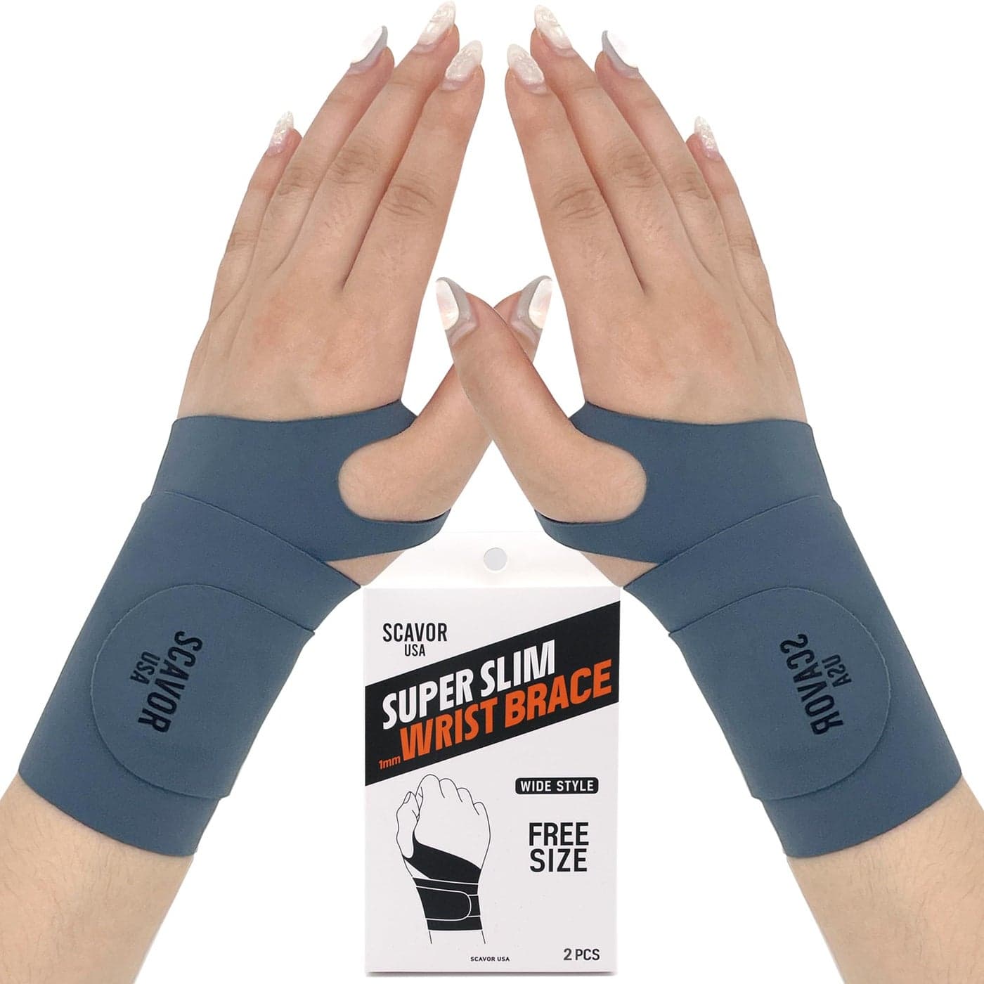 SCAVOR Wrist Brace for Carpal Tunnel Thin Wrist Brace for Men and Women Soft and Comfortable Wrist Compression Sleeve Reusable Wrist Brace for Tendonitis Grey2 Pcs