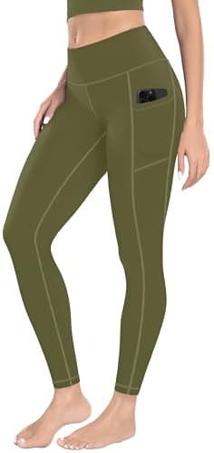 MIRITY High Waist Yoga Leggings with Pockets for Women - Buttery Soft Workout Stretchy Yoga Pants Pack of 1 ArmyGreen