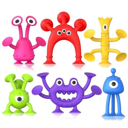 Baby Bath Toys Suction Toy No Hole Bath Toy for Baby Toddlers Kids Mini Sensory Fidget Suction Cup Toys for Boys Girls Window Building Toy Road Trip Travel Essentials for Kids Gifts Ages 3