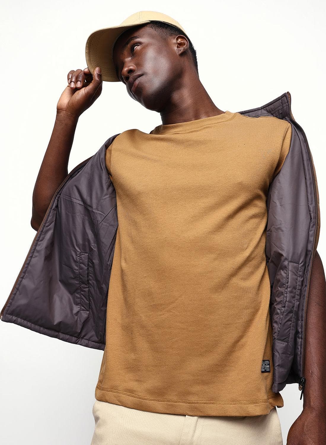 Men's Bistre 100% Cotton Relaxed T-Shirt