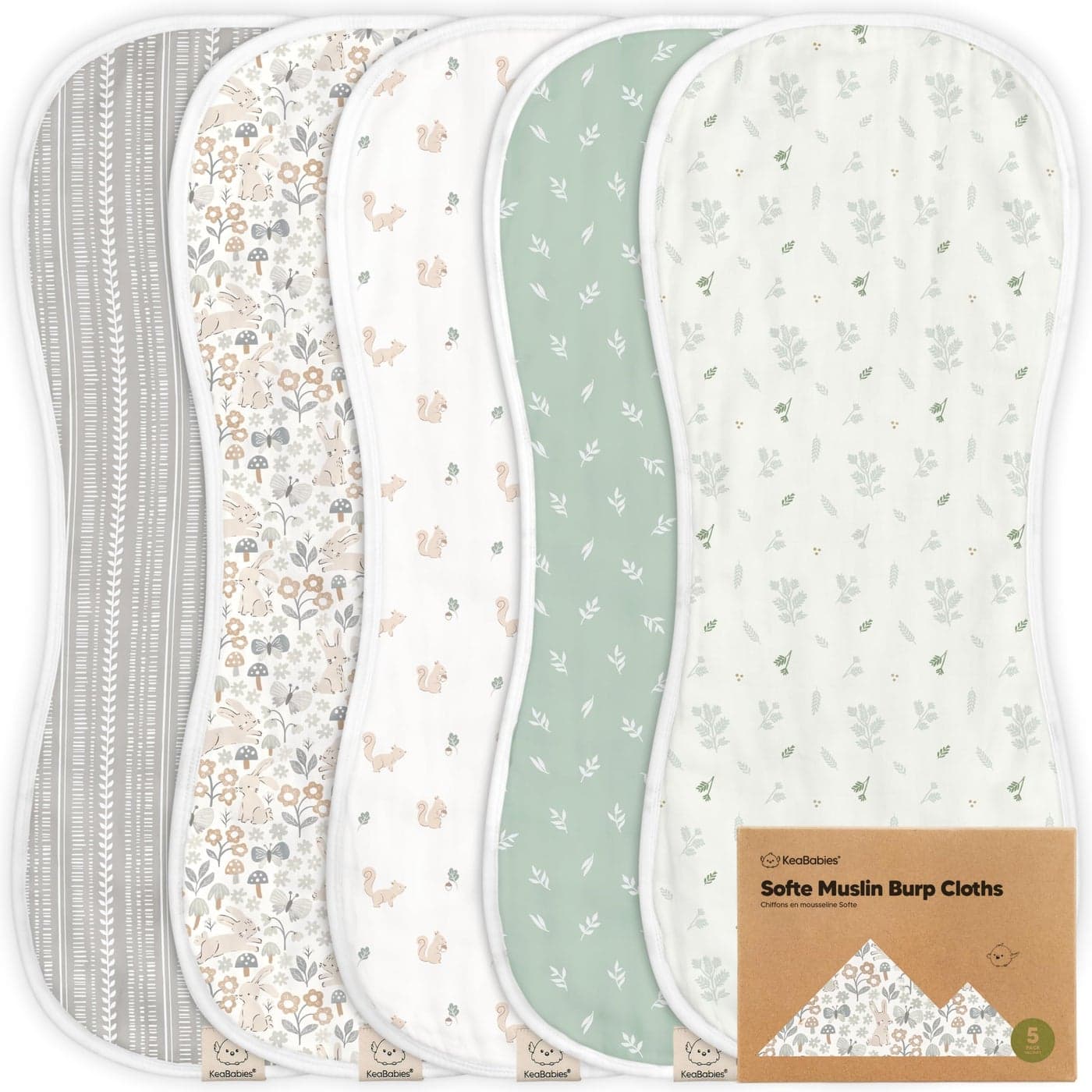5Pack Muslin Burp Cloths Baby Boy Girl Very Absorbent Baby Burp Cloth Rags 8Layers Viscose Derived from Bamboo Cotton Muslin Towel Super Soft Spit Up Rags No Shrink Washcloths Prairie
