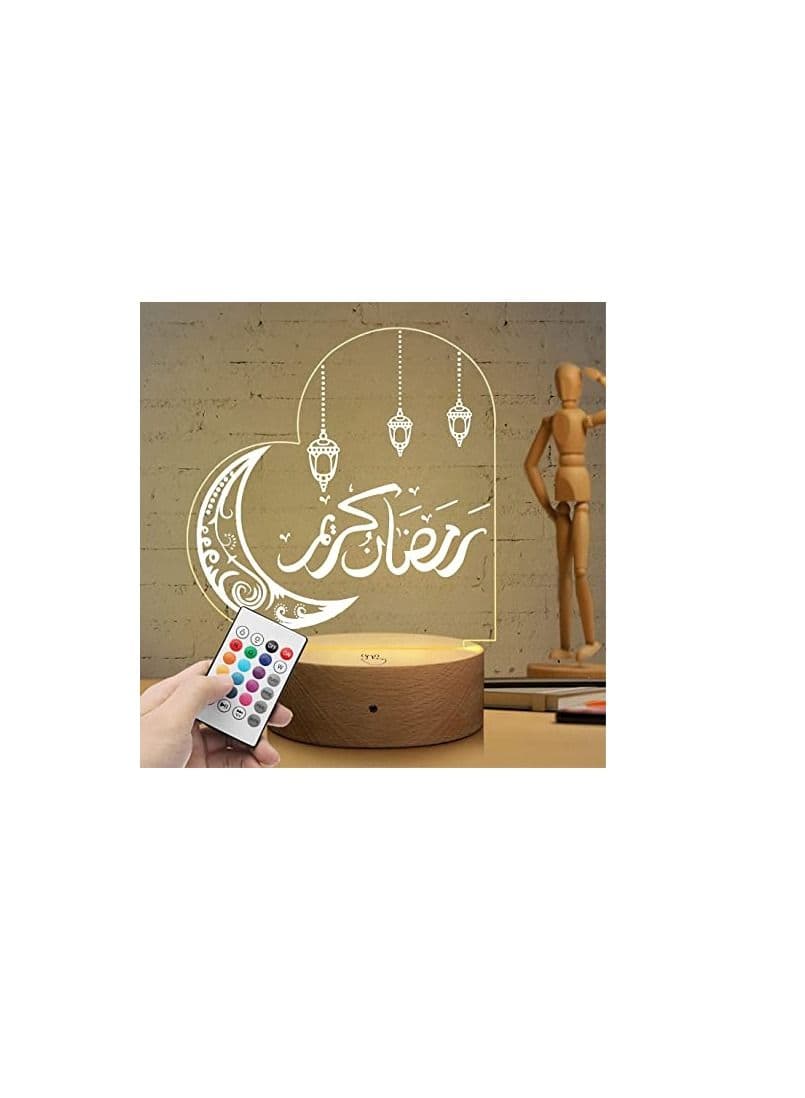 LED Night Table Lamp with base for Ramadan Decorations Wooden Round Base 2