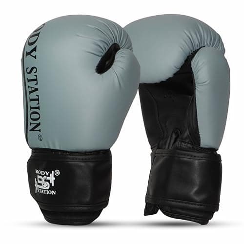 Bodystation Boxing Gloves – Faux Leather Training Gloves with Hook and Loop Velcro Closure for Long-Lasting Strength and Durability