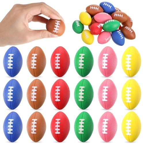 Foilswirl 16 Pcs Mini Foam Football Stress Ball Bulk 217 Small Sport Toy Ball for Kids Back to School Goodie Bag Valentines Day Gift Game Day Homecoming Carnival Birthday Reward FillerMixed Colors