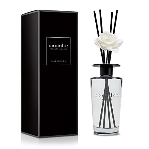 Cocod'or Black Edition White Flower Reed Diffuser/April Fresh/16.9oz/Home & Office Decor Aromatherapy Diffuser Oil Gift Set