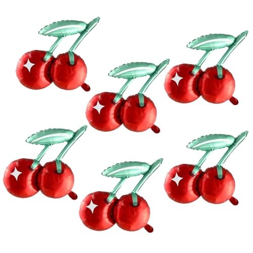 6pcs 20inch cherry balloonscherry theme birthday party decorations balloons suppliesfruit summer cherry birthday wedding baby party decoration mylar balloons