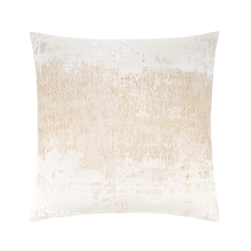THE-TINOART Modern Cream Gold Throw Pillow Covers 24x24, Beige and Gold Jacquard Woven Decorative Pillow Covers for Couch Sofa Bed, Neutral Textured Home Decor
