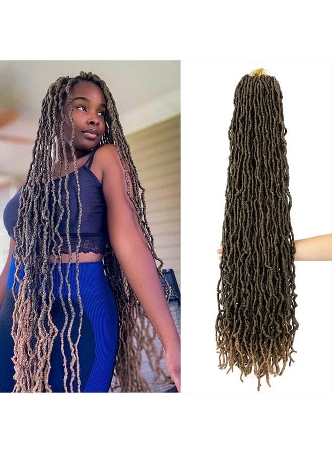 Soft Locs 36 Inch Faux Locs Crochet Hair 4 Packs Pre-Looped Soft Locs Crochet Hair For Women Super Long Soft Locs Goddess Curly Synthetic Hair Extensions(36 Inch, 1B/27)