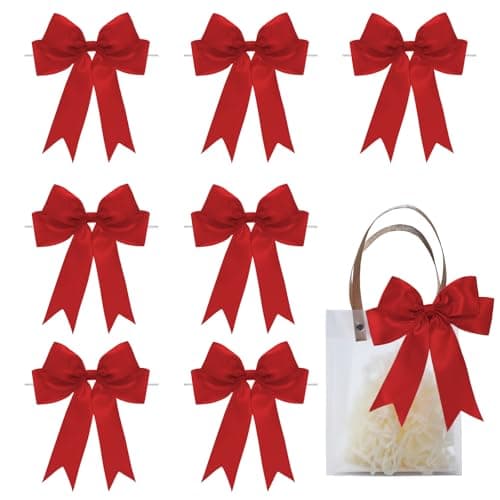 FAKILO Red Satin Bows for Gift Wrapping 55inch Ribbon Gift Bows for Birthday Wedding PartyChristmas DecorationValentines Day Bow24 Pcs