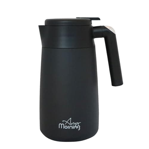 Any Morning Stainless Steel Thermos Vacuum Thermal Carafe Leakproof Insulated Coffee Carafe Hot and Cold Beverage Dispenser Double Wall 12 Hours Heat Retention 40 oz Copper Black