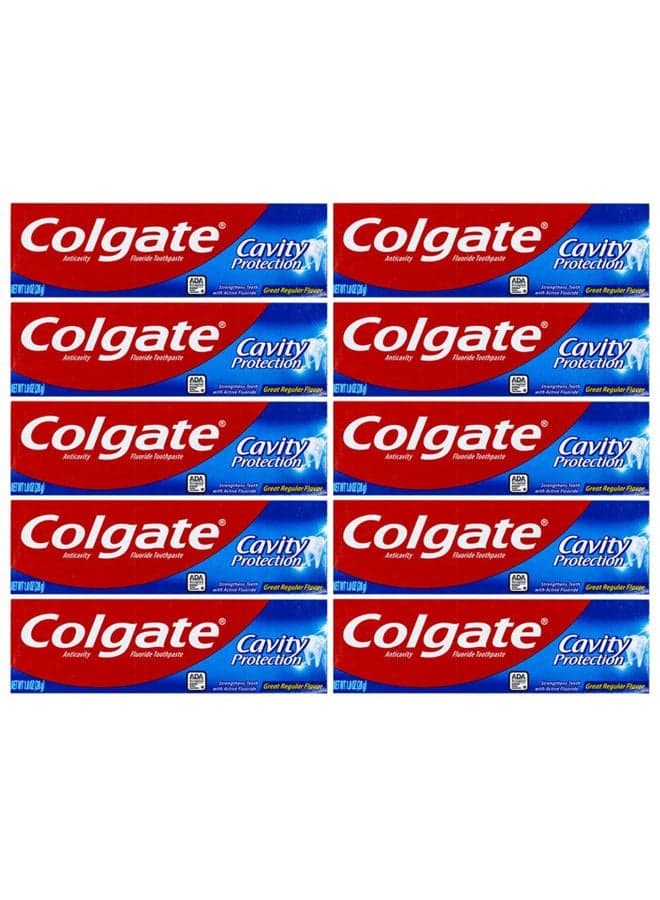 Cavity Protection Toothpaste, Creat Regular Flavor, Travel Size 1 oz (28g) - Pack of 10