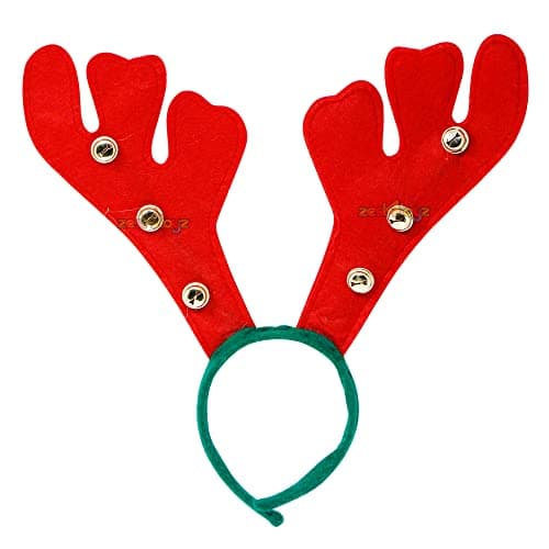 Zest 4 Toyz Christmas Deer Reindeer Antlers Headband Hairband with Bells Party Prop (Pack of 4)