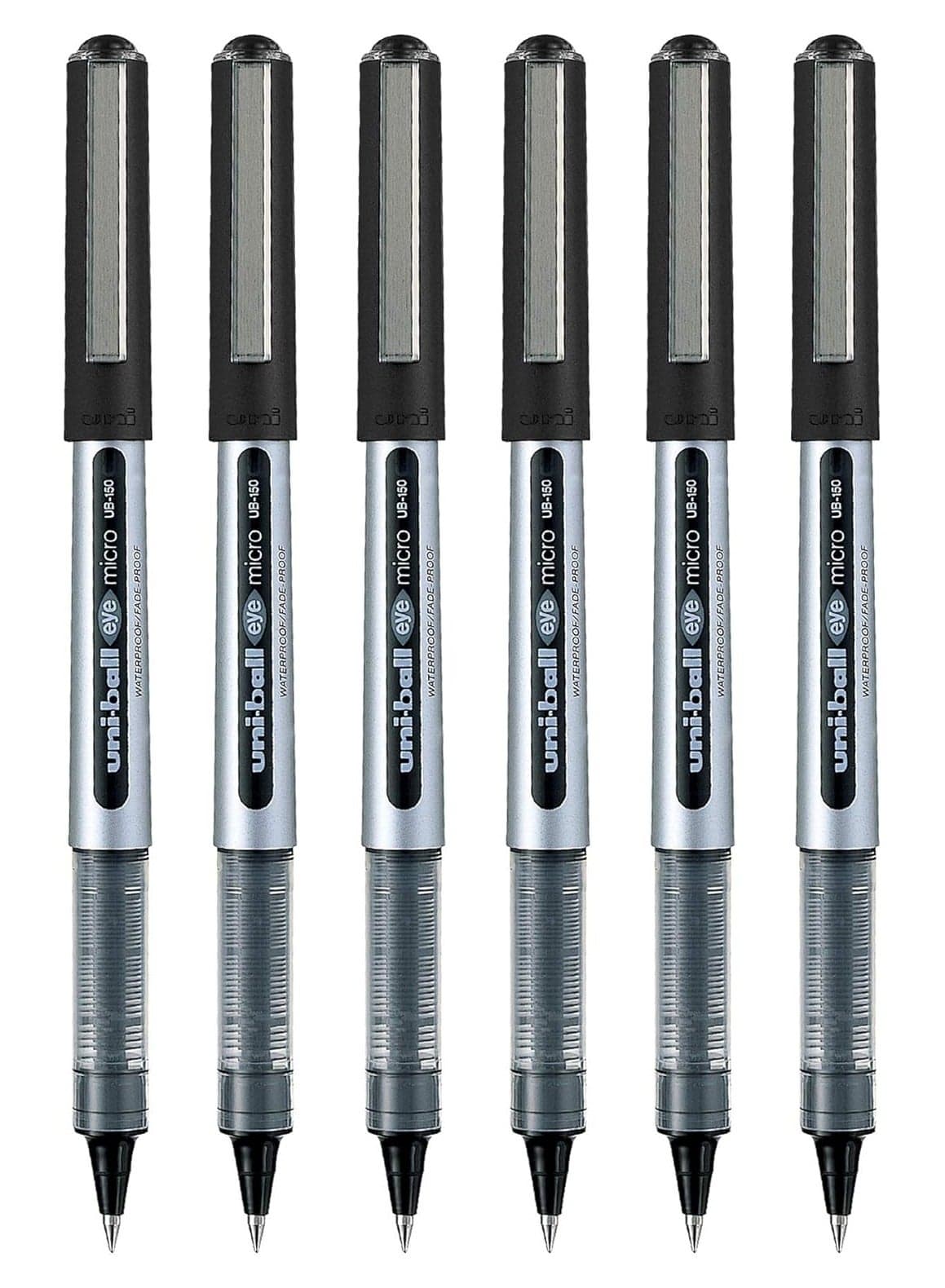 UNI-Ball Eye UB150 Roller Pen (Black Ink, Pack of 6)
