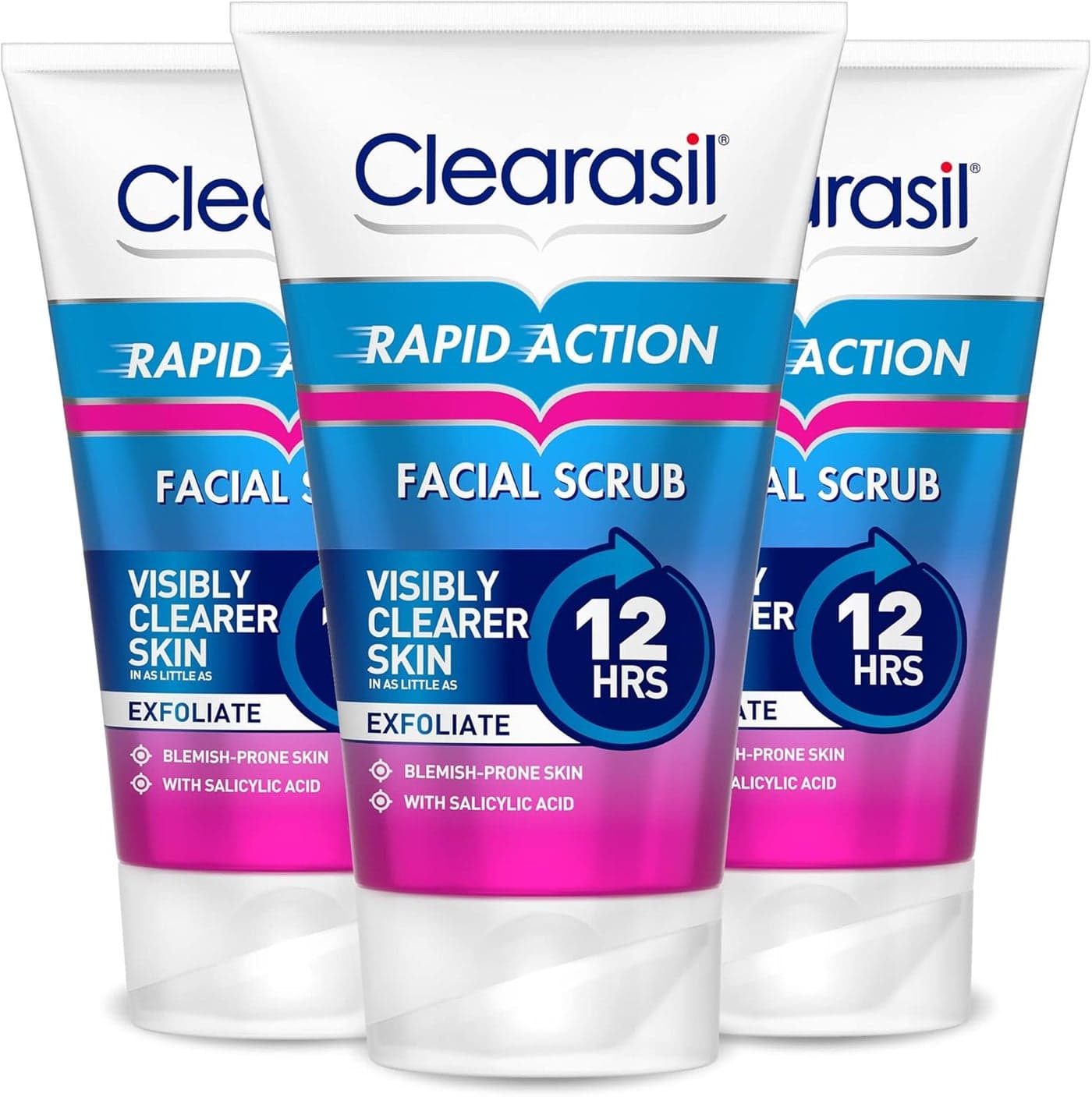 Clearasil Rapid Action Exfoliating Scrub For Acne Prone Skin Unclog Pores Reduces Blackheads Pimples Excess Oil Everyday Spots Prevention Pack Of 3 x 125 ml