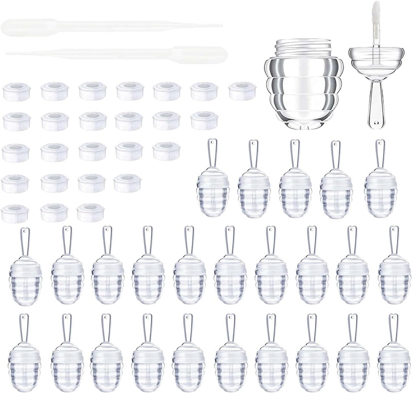 25 Pieces Honey comb Shaped 6ml Lip Gloss Tube Empty Plastic Lip Gloss Container Mini Clear Refillable Lip Balm Bottle Container with 2 Pieces Plastic Funnels for Women Girls DIY Cosmetics Clear