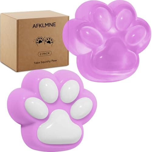 AFKLMNE 2Pack Taba Squishy Cat Paw Sensory Fidget Toys Adults Anxiety Stress Relief Squeeze Toy Soft Cute Kawaii Squishys for Desk School Purple