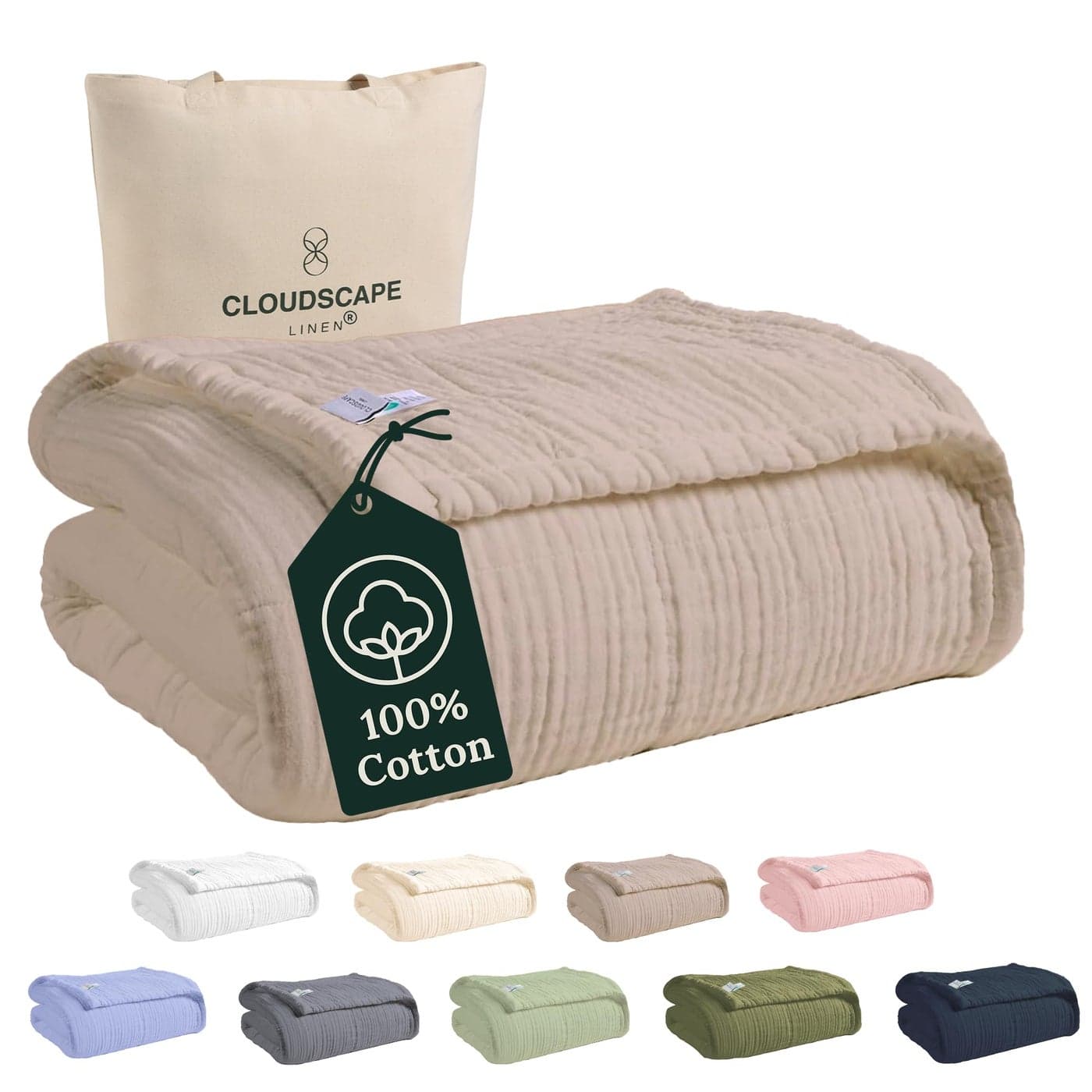 Soft 4 Layer Muslin Blanket Twin Size 100 Cotton Blanket for Couch Bed Sofa PreWashed Gauze Best for Summer 68x92 Beige Fog