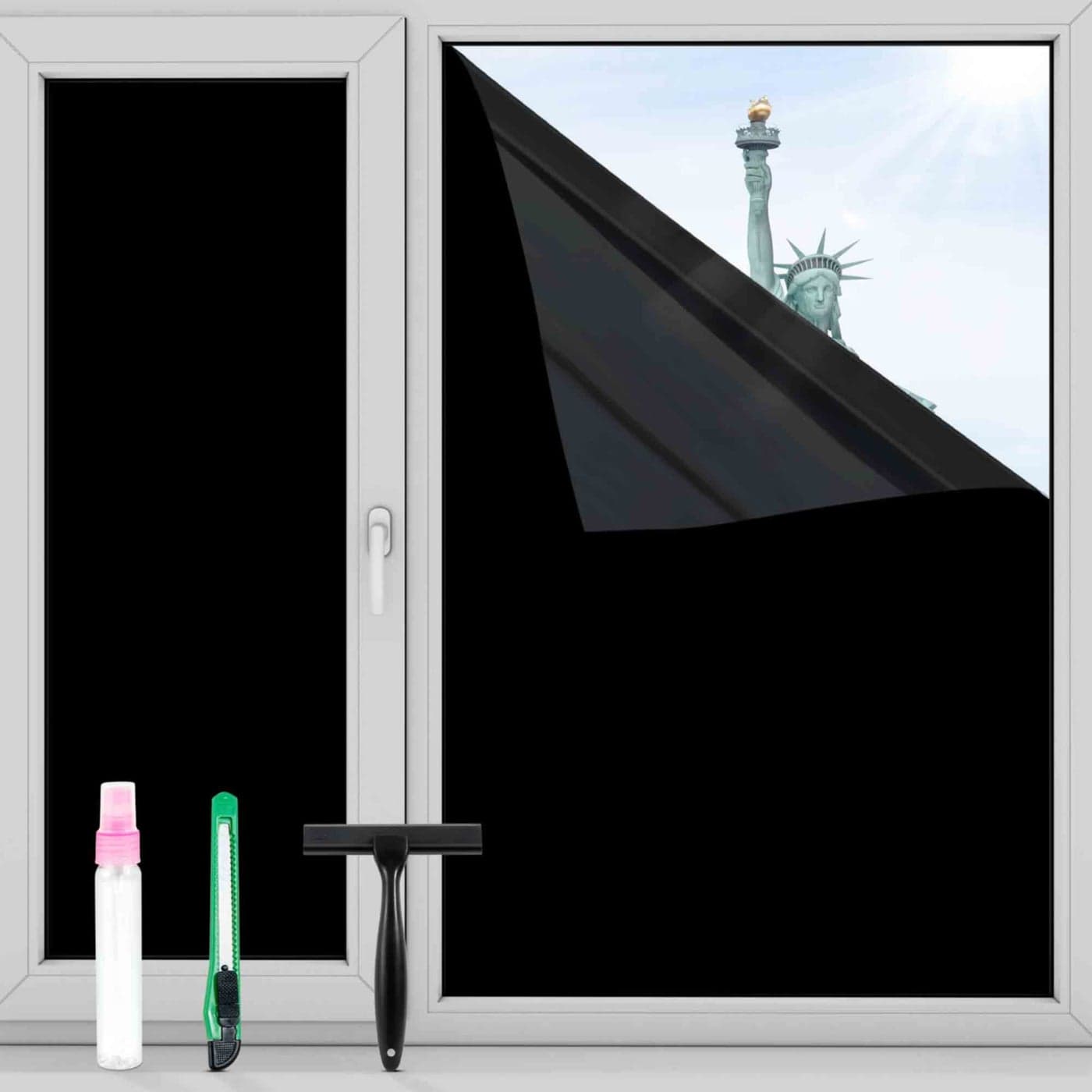 FuFin Total Blackout Window Privacy Film with Free Installation ToolsExplosionProof PET MaterialBlocks 100 of UV and Light RaysHeat Control Room Darkening CoverTotal Black 175787
