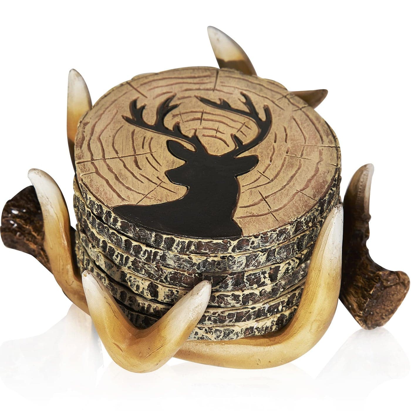 Deer Antler Coasters 6 Full Size Rustic Coasters for Log Cabin Decor Hunting Decor Deer Antler Dcor
