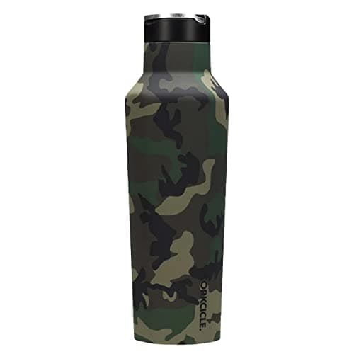 Corkcicle Classic Sport Canteen - Insulated Stainless Steel Water Bottle - Compact & Travel-Friendly - Durable - Dishwasher Safe - BPA Free - Non-Slip Silicone Base - 20 oz - Woodland Camo
