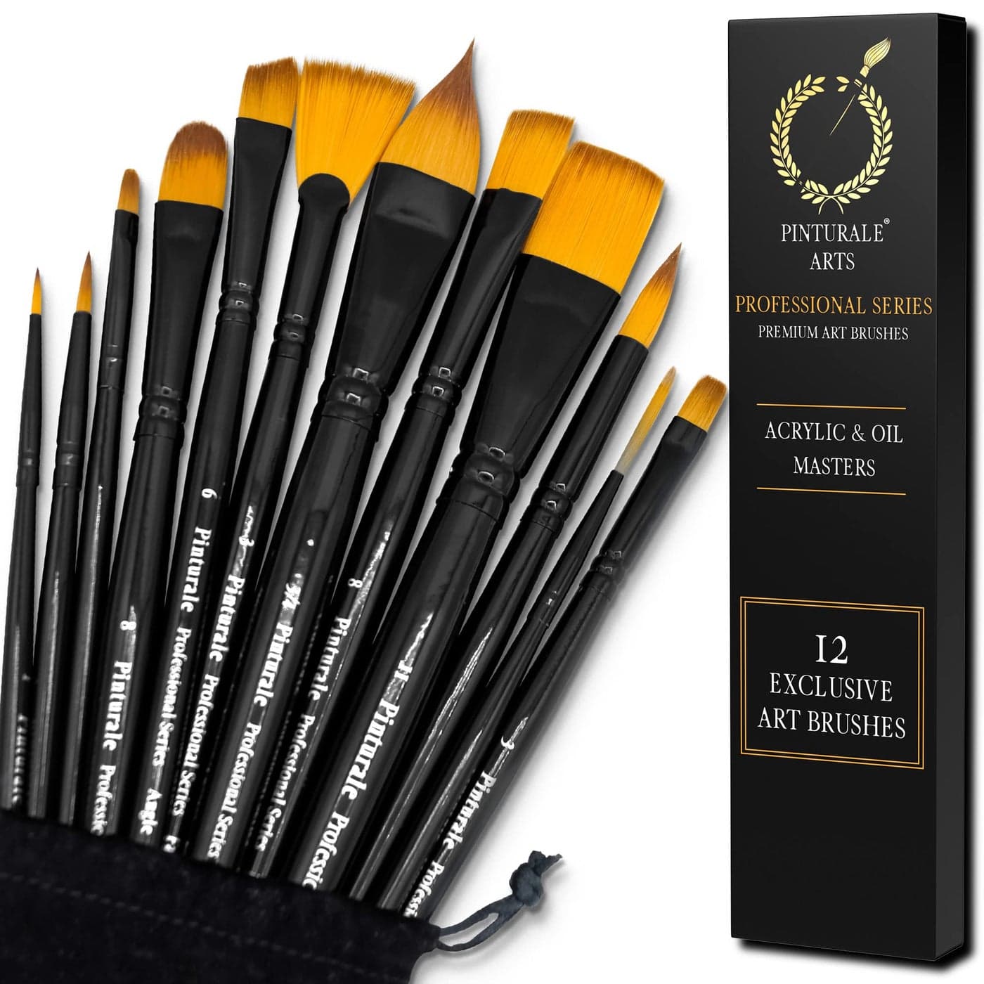 Pinturale Arts Set of 12 Acrylic Paint Brushes Professional Acrylic Oil Masters Oil Painting Brushes Handmade Paint Brush Set for Acrylic Painting