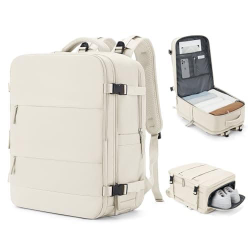 coowoz Large Travel Backpack Carry On for Women Man Gym Backpacks with Laptop Compartment Mochila de Viaje Teacher Personal Item Backpack Rucksack Airplane Accessories Must Haves Beige