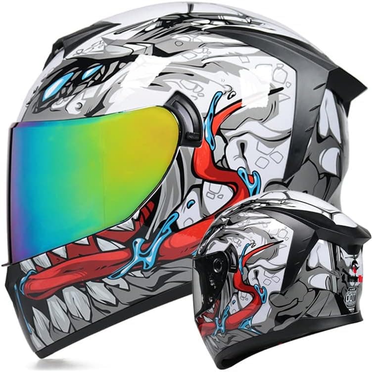 MotuoMr Unisex-Adult Full Face Motorcycle Helmet DOT Approved with Graphic Design