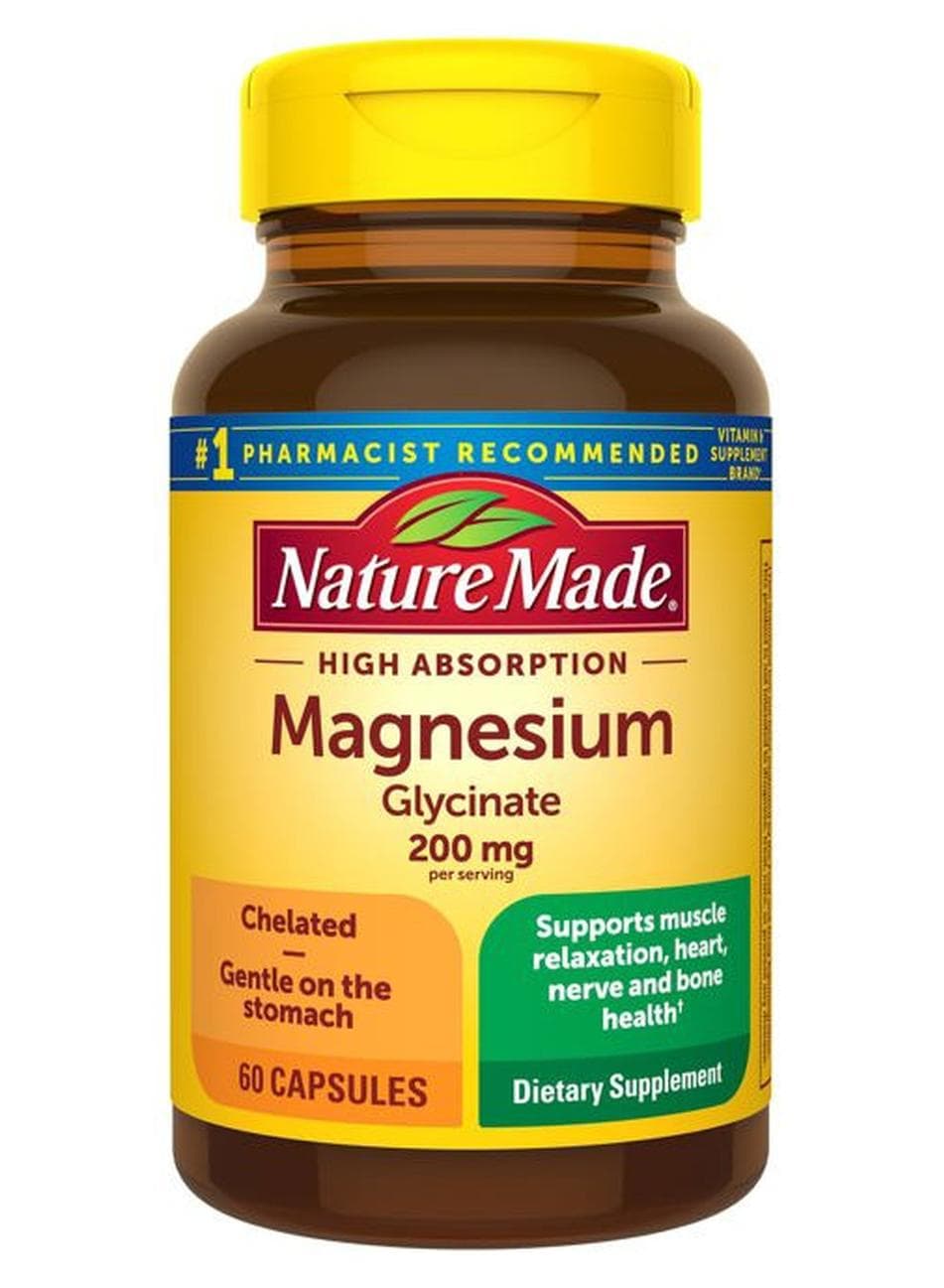 Magnesium Glycinate 200 mg per Serving, Magnesium Supplement for Muscle, Heart, Nerve and Bone Support, 60 Magnesium Bisglycinate Capsules, 30 Day Supply