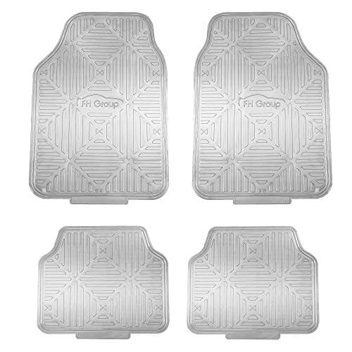 FH Group Automotive Floor Mats HeavyDuty Metallic Rubber Floor Mats for Cars Universal Fit Full Set Climaproof Floor Mats Trimmable Floor Mats for Most Sedan SUV Truck Floor Mats Silver
