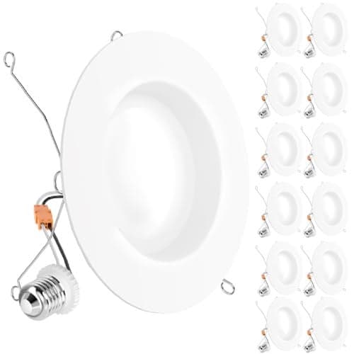 Sunco 12 Pack 6 Inch LED Can Lights Retrofit Recessed Lighting Smooth Trim 965 LM 13W 75W Equivalent 2700K Soft White Dimmable Damp Rated UL