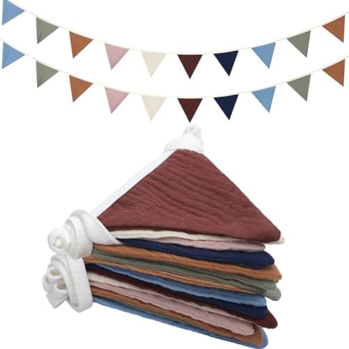 Oudain 2 Pcs Pennant Banner Flags Nursery Garland Triangle Bunting Flags Playroom Wall Decor Banner for Nursery Baby Shower Birthday Boho Wedding Party Event Each 775 ftNeutral Color