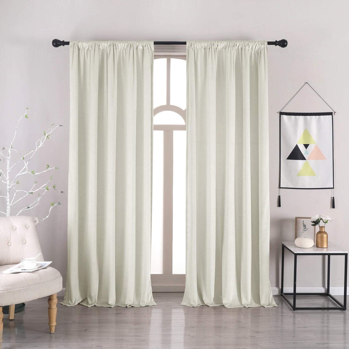 Ivory White Velvet Curtains nanbowang 96 Inches Long Soft Curtains Rod Pocket Thermal Insulated Curtains Window Treatment for Bedroom Light Filtering Curtains Set of 2 Panels