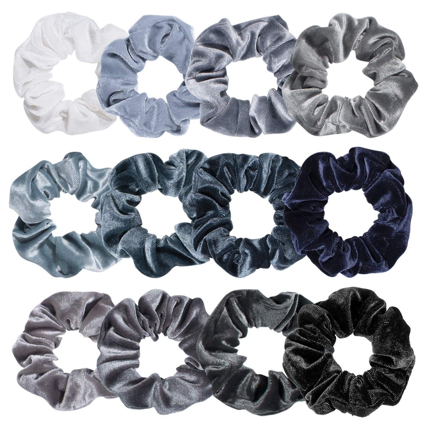 Whaline 12Pcs Blue Gray Theme Hair Scrunchies Velvet Elastics Scrunchy Bobbles Soft Hair Bands Hair Ties Hair Accessories for Girls Women