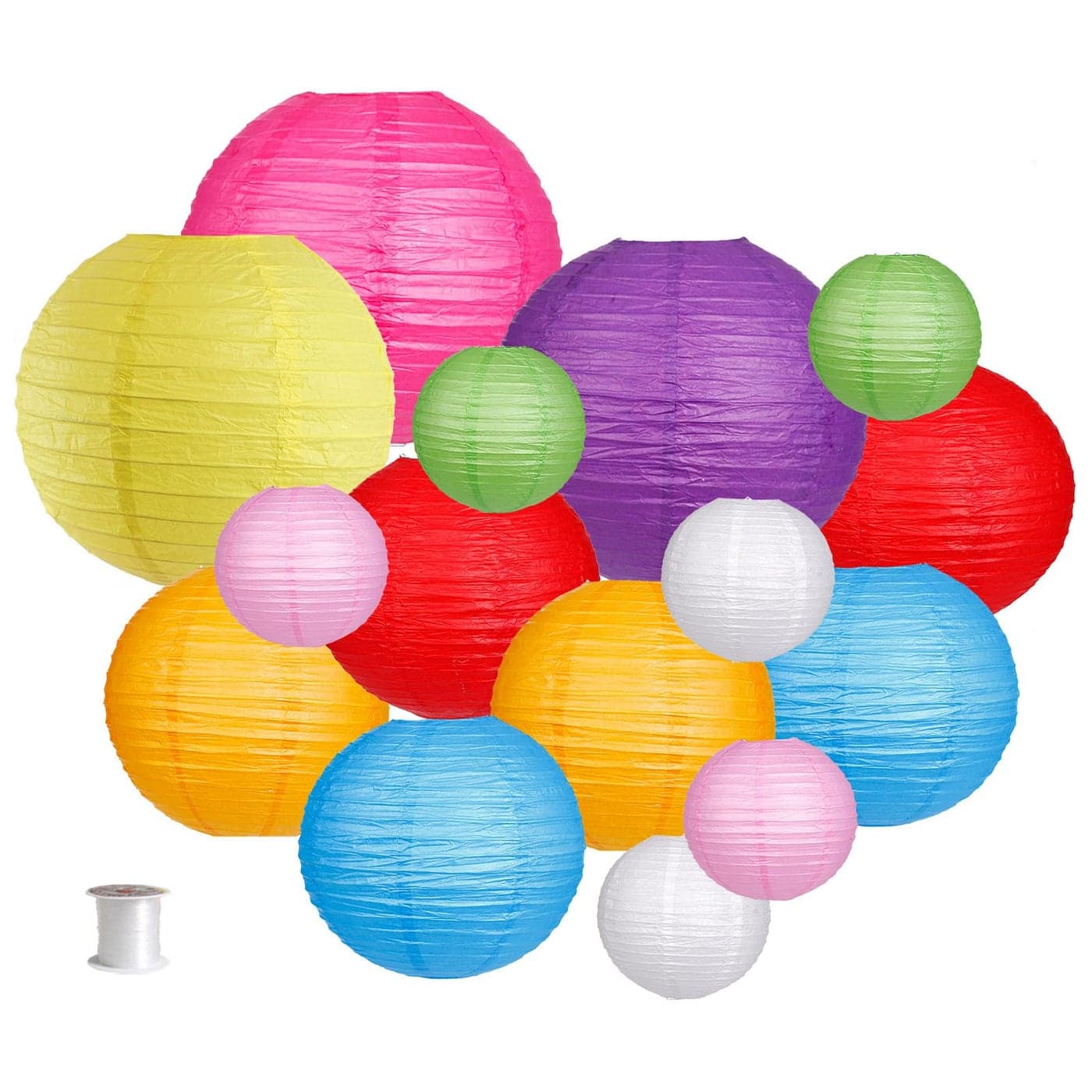 zilue Paper Lanterns Decorative Round Hanging Paper Lanterns for Wedding Rainbow Birthday Party Mexican Fiesta Decorations Colorful 15pcs