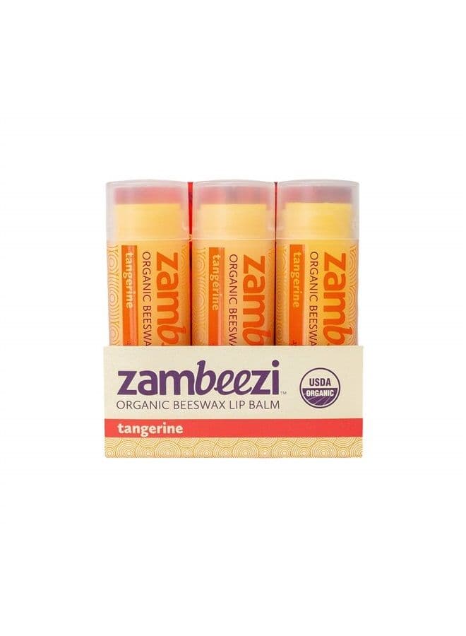 ZAMBEEZI Organic, Fair Trade Beeswax Lip Balm - Tangerine 3 Pack - Ethically Sourced