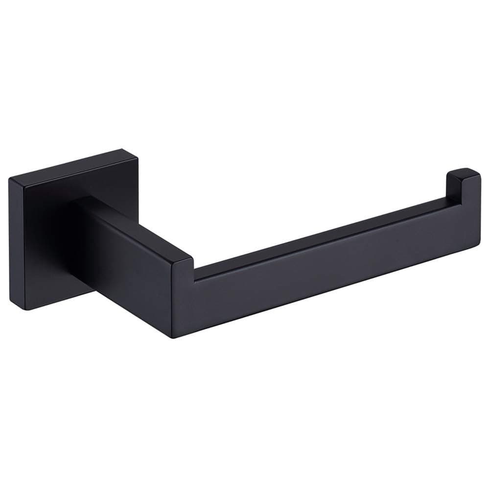 TASTOS Toilet Paper Holder Matte Black Toilet Tissue Roll Holders Dispenser and Hangers Wall Mounted for Bathroom Kitchen Stainless Steel Modern Square Style