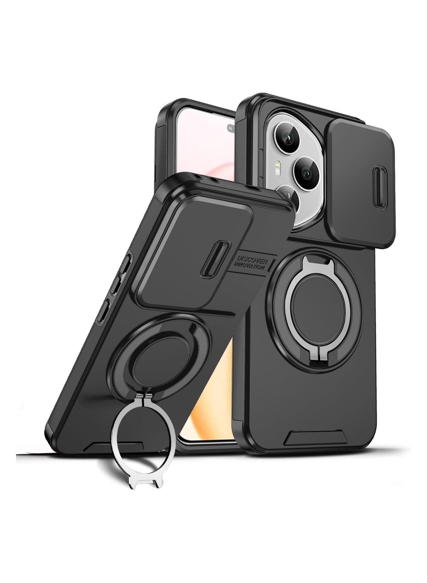 Case compatible with Honor 400 Pro, featuring a built-in 360° rotating ring mount and sliding lens protection. Honor 400 Pro 5G anti-fingerprint protective case.