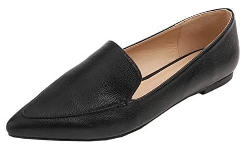 FEVERSOLE Women's Loafer Flat Pointed Fashion Slip On Comfort Driving Office Shoes