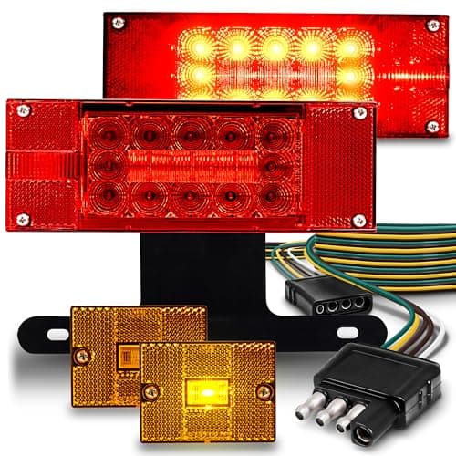 True MODS LED Trailer Light Kit Amber Marker DOT FMVSS 108 SAE STIAP2APCL IP67 Submersible Waterproof License Brake Turn Signal Tail Light Wiring for Over 80 Motorcycle Flatbed Boat Trailer