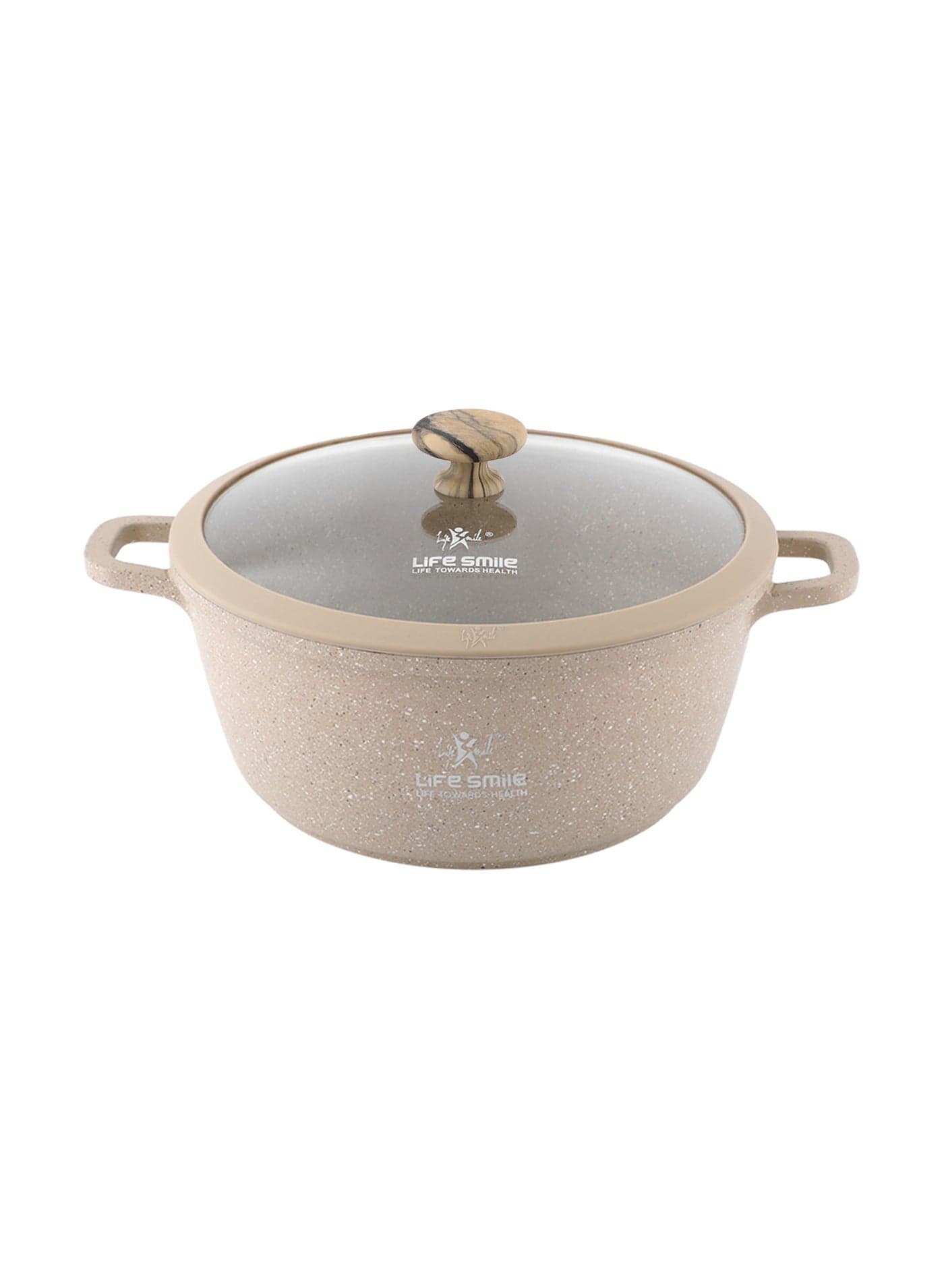 Lifesmile 32cm Aluminium Granite Nonstick Soup Pot with Lid – Induction Base, Easy Clean, 10.0L