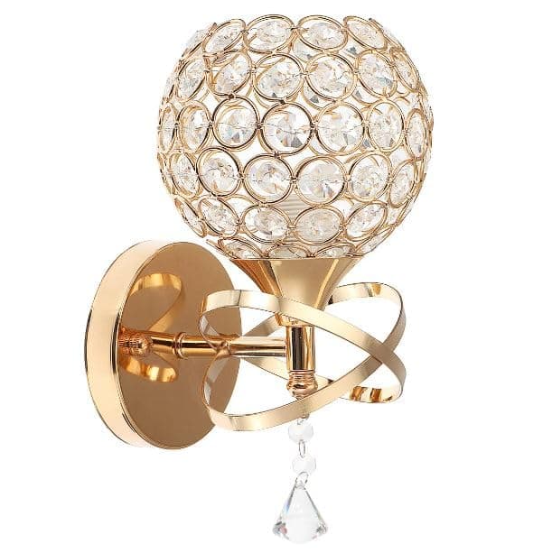 DENICRAAS Indoor Decorative Wall lamp Elegant Golden with Small Crystal Wall Lamp for BedroomModern Crystal Wall Light Sconce Fixture LED