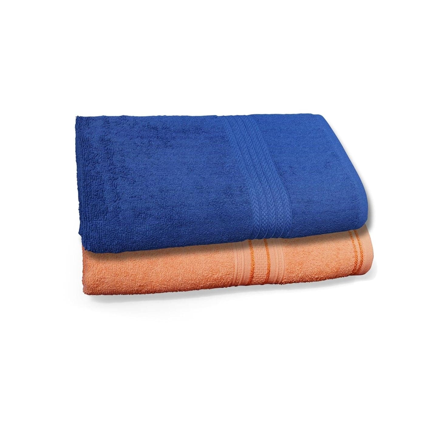 Dreamscape 100 Cotton 520 GSM Bath Towel Set of 2 Size 70 x 145 cm Blue Light Orange
