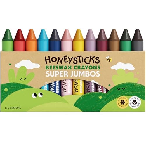 Honeysticks Super Jumbo Crayons 12 Pack 100 Pure Beeswax Non Toxic Crayons for Toddlers 13 Extra Large Crayon Size Easy to Hold and Use Unbreakable Toddler Crayon EcoFriendly